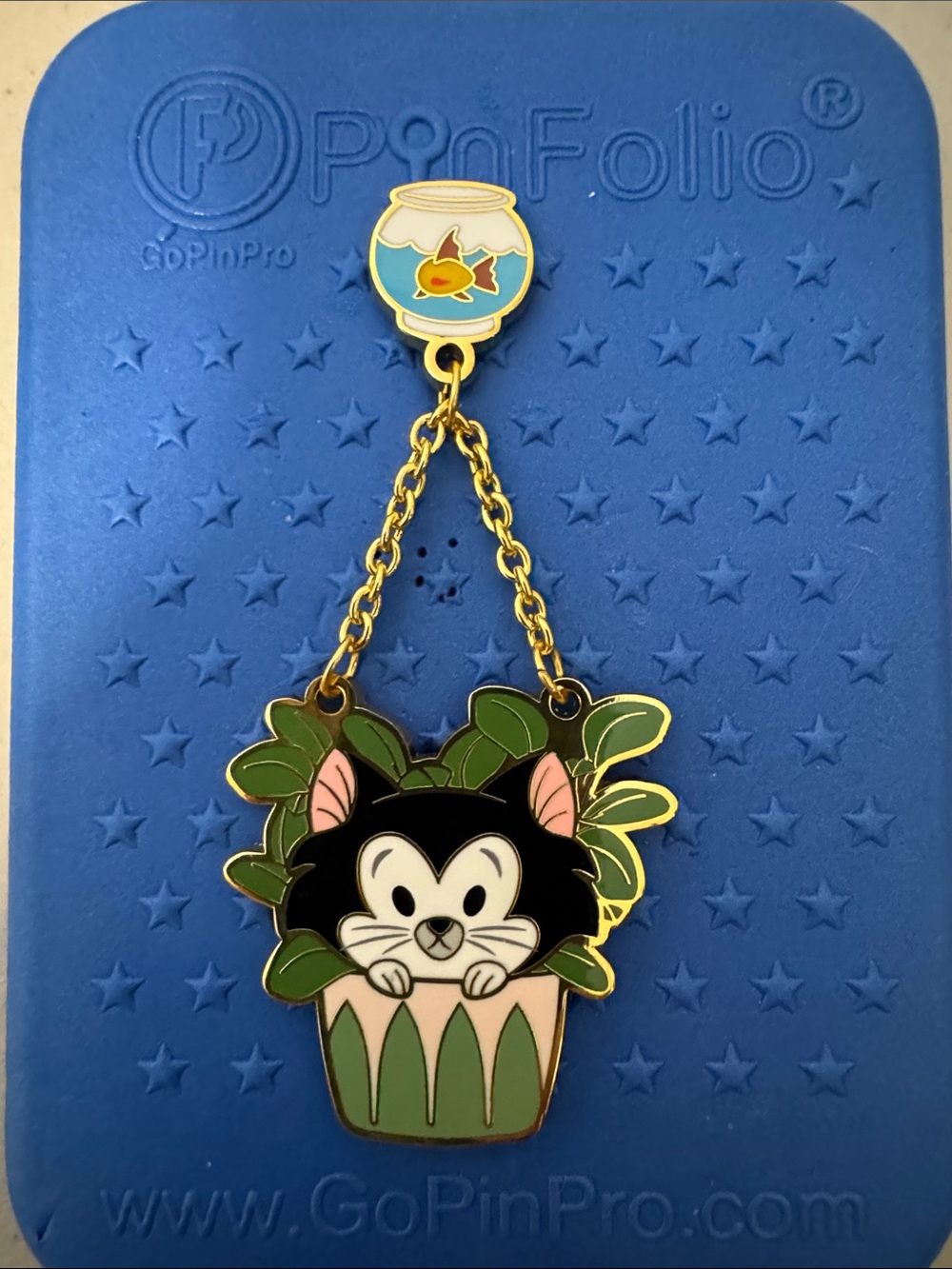 Boxlunch Figaro Cat in Planter Enamel Pin - Blue/Green